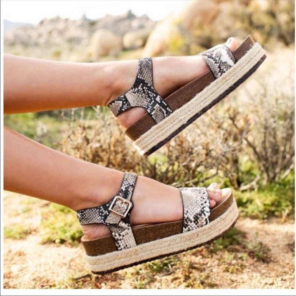 Snakeskin Espadrille Wedge Sandals